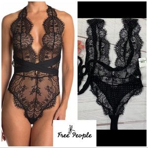 🆕 NWT Free People Backless Eyelash Lace Bodysuit